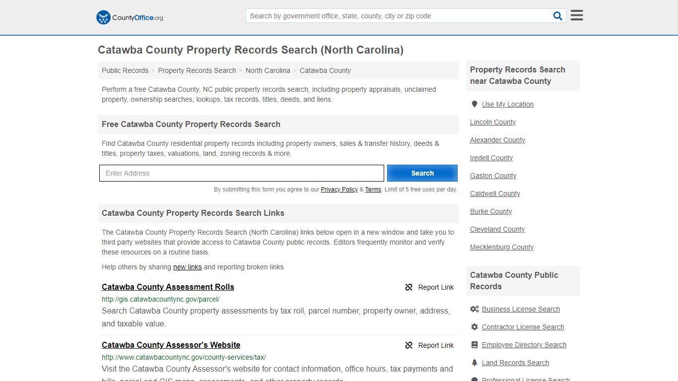 Property Records Search - Catawba County, NC (Assessments ...